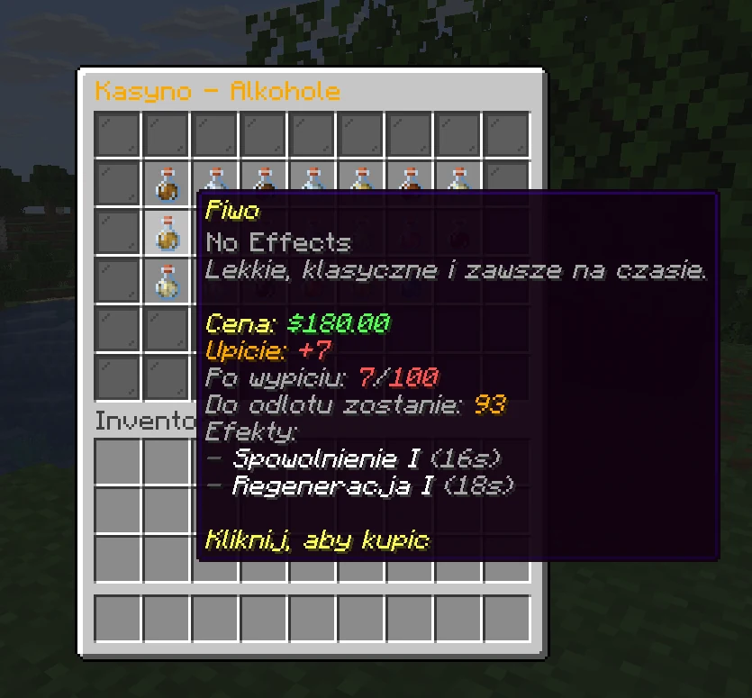Autorski plugin Minecraft na alkohole